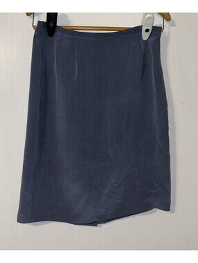 Chaus blue 100% silk skirt - size 10 knee legnth pencil